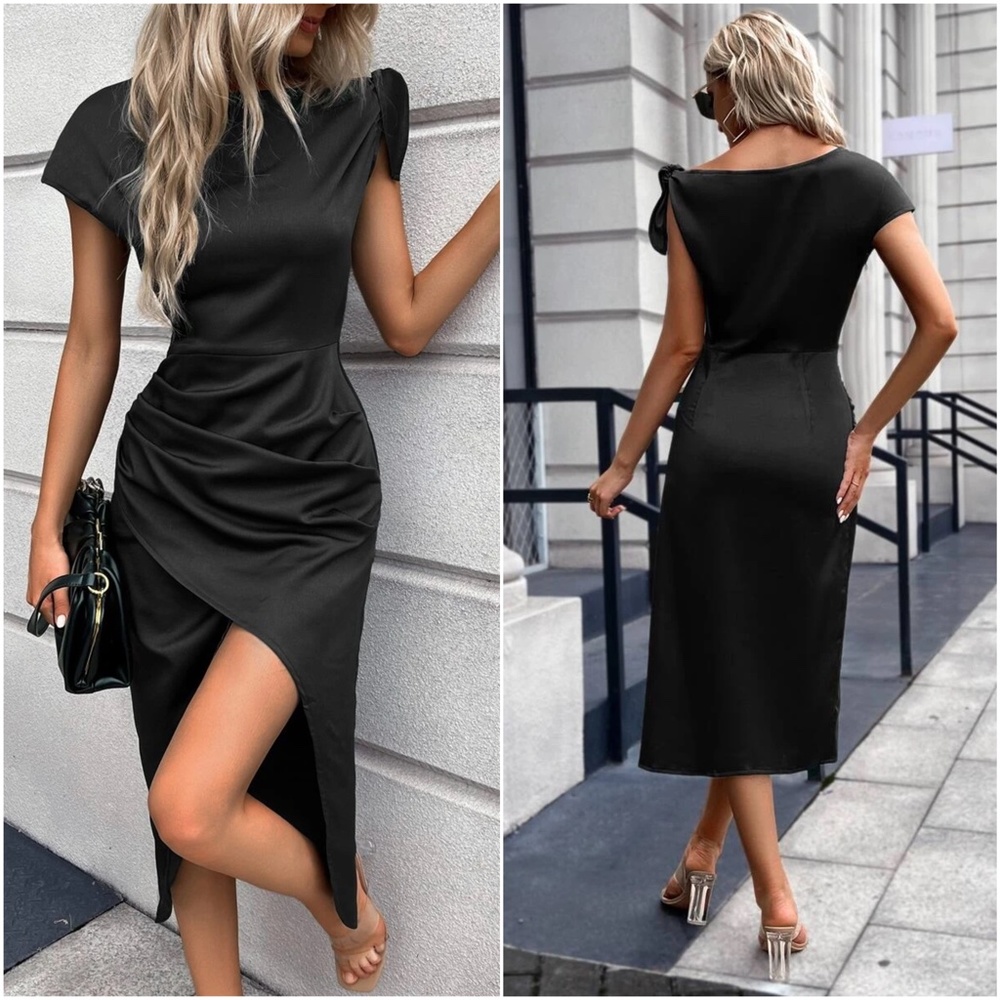 Luxe Ruched Evening Formal Party Dress - Picture 6 of 10